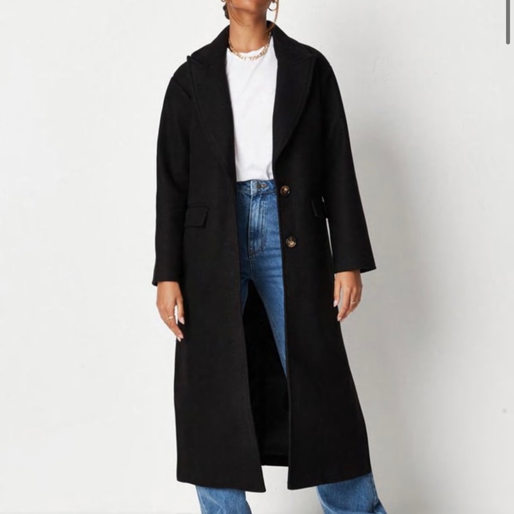 Missguided Black Side Split Formal Midaxi Coat size 8